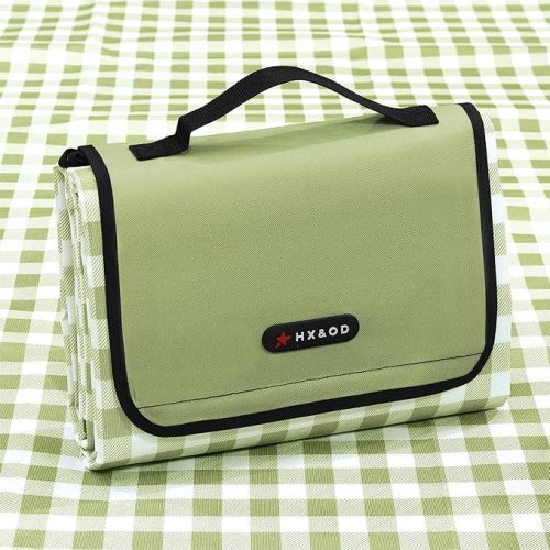 HX&OD Picnic Blanket Outdoor Extra Large Picnic Mat 80"X60" Camping Blanket Beach Blanket Foldable Waterproof Sand Mat Hiking Travel Family Concerts(Green)