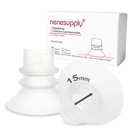 Nenesupply 15mm Flange Inserts for Handsfree Wearable Collection Cups. Work with 24mm breastshields/Flanges. Reduce Flange Size to 15mm. Compatible with Spectra, Medela Elvie Momcozy Flanges