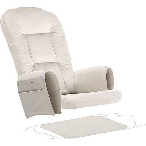 BECHAEO 5PCS Velvet Glider Rocker Replacement Cushions with Ottoman Cover Soft Thicken Rocking Chair Cushion Set for Indoor Nursery Glider Rocking Chair, Beige