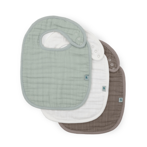 Organic Cotton Muslin Classic Bib 3 Pack - White Sage