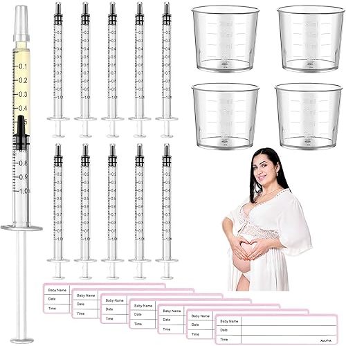 50 Pcs Colostrum Collector Kit 1ml Breast Milk Collector Milk Catcher with 54 Stickers Colostrum Collection Gift Set Colostrum Harvesting Kit for Breastfeeding