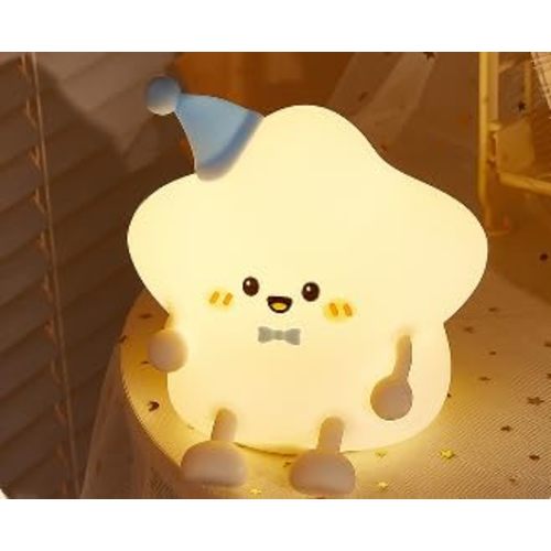 LED Star Night Light, 4 Color Changing Silicone Nursery Lamp, Cute Squishy Tap Light with White/Red/Green/Blue Modes, USB Rechargeable Bedside Lamp for Kids Baby Room Decor, Birthday Gift