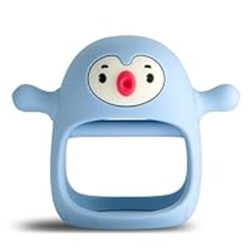 Smily Mia Penguin Teether for Infants - Never-Drop Soothing Teething Toy for Newborns & Babies, Light Blue - light blue