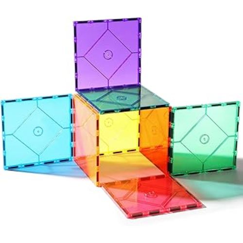 8 Piece Large Square Shape Magnetic Tiles Kids Toys, Magnetic Building Blocks STEM Magnet Building Set Preschool Learning Magnet for Kids Ages 3-5 4-8, Sensory Montessori Toys for 3+ Boys and Girls