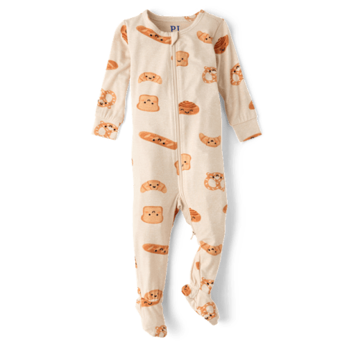 Baby And Toddler Food Snug Fit Footed One Piece Pajamas - Super Soft - Tan