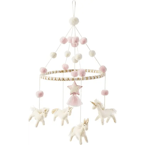 Mud Pie Nursery Baby Crib Mobile, Unicorn, Pink, One Size