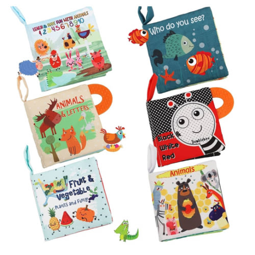 Baby Books Toys Gifts, Touch and Feel Cloth Crinkle Books for Babies,Infant Toddler Baby 0-3-6-12-18 Months, Early Learning Toys 6 to 12 Months 1-2 Years Old, Easter Shower Gift for Boys Girls,6 PCS