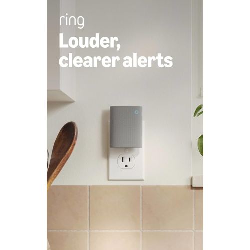 Ring Chime — Enhanced audio for real-time alerts you can hear from anywhere, easy plug-in setup, simple wifi & Bluetooth connectivity, sleek design, White