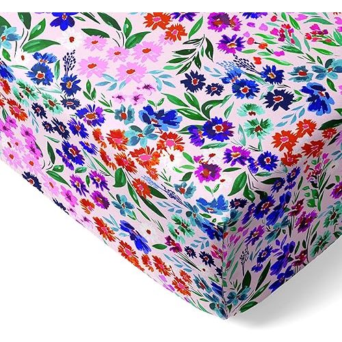 Little Sleepies Baby Crib Sheets, Buttery Soft Viscose from Bamboo Crib Sheets for Boys & Girls, Toddler Bed Sheet, Standard Crib Mattress Sheet, Super Stretchy & Elasticized (Sweet Pea)