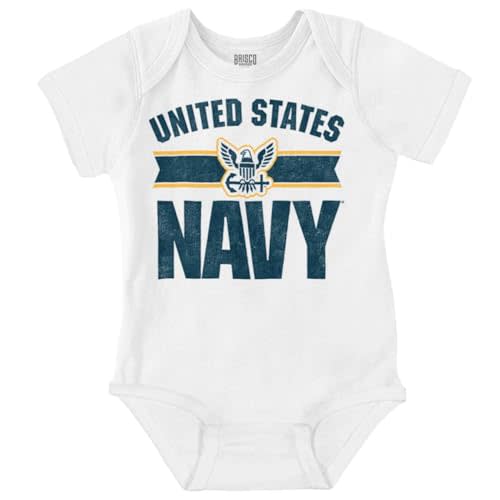 Brisco Brands United States Navy Military Logo Baby Romper Boys or Girls