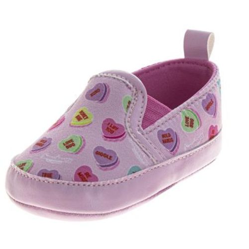 Sweethearts Conversation Hearts SlipOn Shoes Baby Girls Adorable Sweet Design Casual Comfort (Infants), White Pink, Size: 2