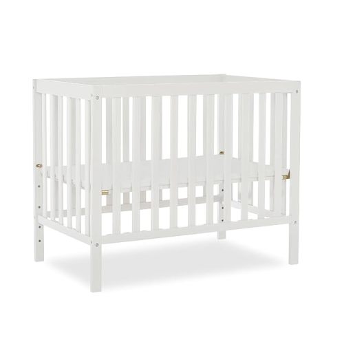 Dream On Me Edgewood 4-in-1 Convertible Mini Baby Crib in White GreenGuard Gold & JPMA, Non-Toxic, Compact 40×25×33″ Design, Converts to Mini Daybed & Twin Bed (Rails to Buy) 1″ Mattress Pad