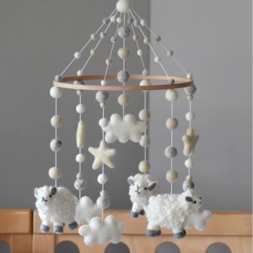 Neutral Sheep Baby Mobile | Tik Tak Design Co.