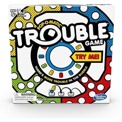Hasbro Gaming Trouble Board Game for Kids Ages 5 and Up 2-4 Players