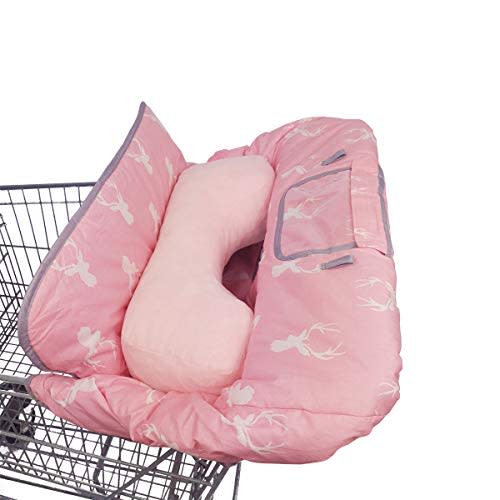 Shopping Cart Covers for Baby Girl Cart Cover for Babies, Infant High Chair Cover, Machine Washable, Non-Slide degisn (Pink Deer)