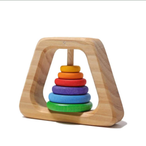 Wooden Rainbow Pyramid Rattle