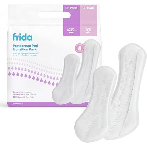 Frida Postpartum Pad MultiPack, Medium + Light Absorbency, 60 Count