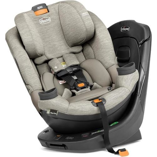 Chicco Fit360® ClearTex® Rotating Convertible Car Seat with 360 Degree Rotation for Rear-Facing and Forward-Facing, LeverLock® Self-Tensioning Lock System | Oat/Beige