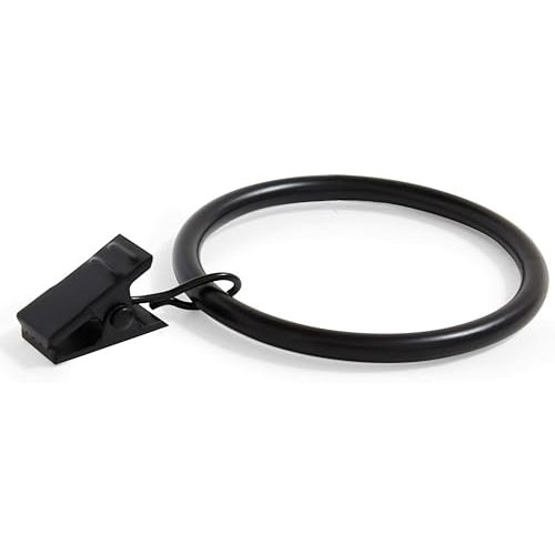 Ivilon Curtain Rings - Set of 14 Decorative Drapery Clip with Strong Clips 2" Diameter Color Black