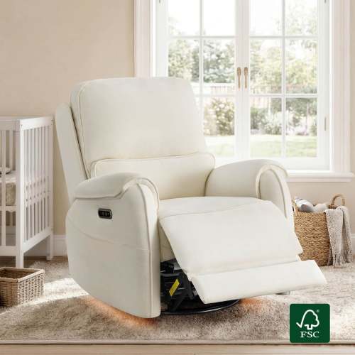Alicia Power Swivel Nursery Glider Recliner with Nightlight
