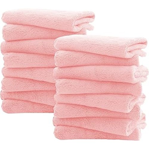 Spotted Play 16 Pack Burp Cloths for Baby - 20" by 10" Ultra Absorbent Burping Cloth, Newborn Towel - Milk Spit Up Rags - Burpy Cloths for Unisex, Boy, Girl - Burp Cloths Set (Pink)