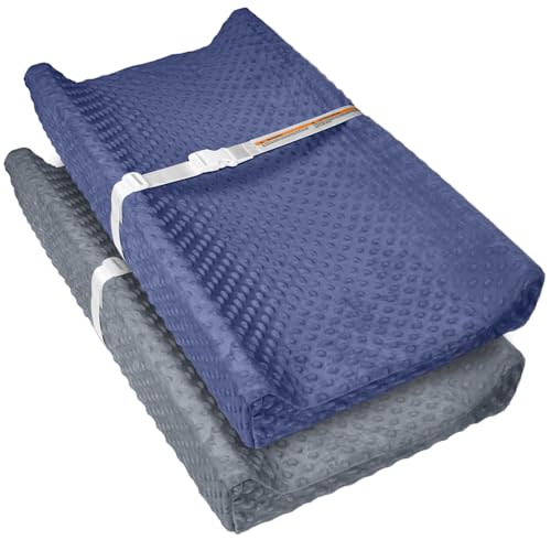 JVEOO 2 Pack Baby Changing Pad Covers, Super Soft Plush Dot Diaper Changing Table Covers Fit 32x16 Inch Changing Table Pad for Baby Boys & Girls