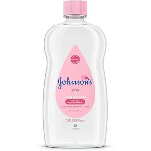 Johnson's Baby Oil, Pure Mineral Oil to help Prevent Moisture Loss for Baby, Kids & Adults, Gentle & Soothing Baby Massage Oil for Dry Skin Relief, Original Scent, Baby Essentials, 20 fl. oz
