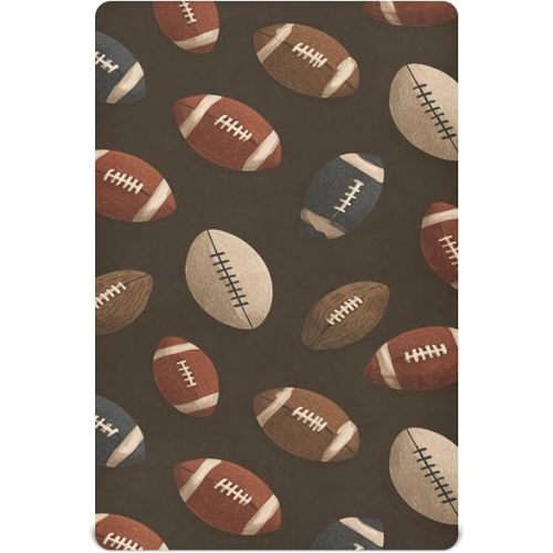 American Football Sport Vintage Crib Sheets Soft Breathable Fitted Baby Crib Sheets Mattress Cover for Girls Boys52 x 28" x 9"