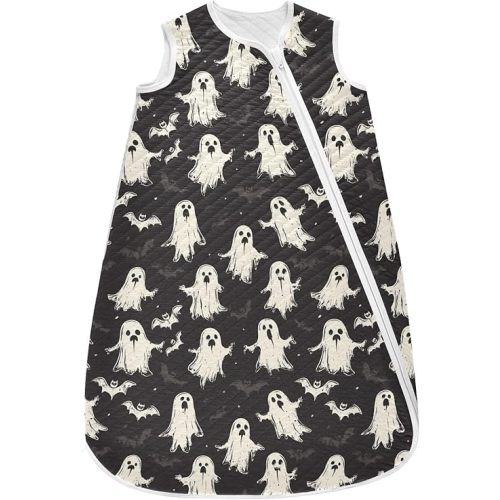 vvfelixl Toddler Sleep Sack for Newborn Halloween Bats Ghosts Baby Wearable Blanket Sleeveless Swaddle Transition Sleeping Bags for Infant Babys Sleep Suit for 12-24 Months