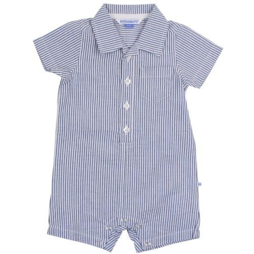RuggedButts Boys' Button-Up Romper - Light Wash Denim, Size: 6-12m