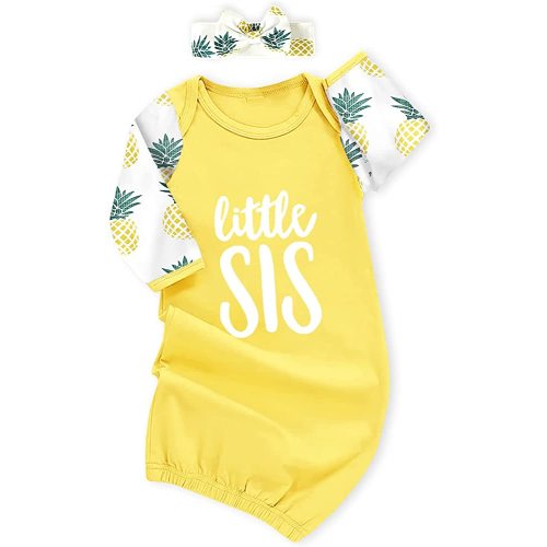 AMAWMW Newborn Baby Girl Little Sister Sleeper Gown Stripe Long Sleeve Nightgown Pajamas Gifts Stuff Essential Outfit