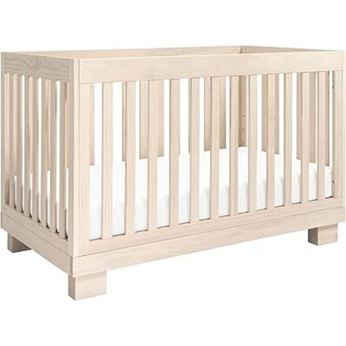 Babyletto Modo 3-in-1 Baby Crib Convertible to Toddler Bed & Daybed - Includes Toddler Conversion Kit - GREENGUARD Gold Certified - 100% Solid Wood Crib for Baby, 4 Adjustable Heights - Washed Natural
