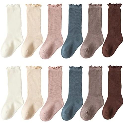 Baby Girls Cotton Socks Newborn Keep Warm Solid Color Sock Knee-High Stockings for Infant Toddler