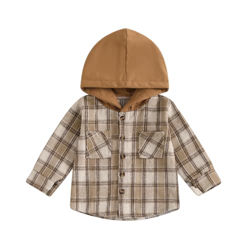 MERSARIPHY Toddler Boy Girl Jacket Button Down Plaid Flannel Baby Hoodies Fall Winter Festival Outfits for Kids