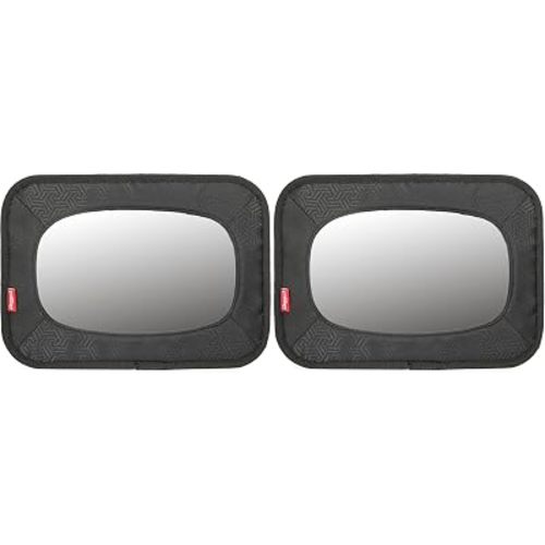 Nuby Backseat Baby Mirror with Fully Adjustable Straps, Shatter Resistant, Installs in Seconds, Black (Pack of 2)