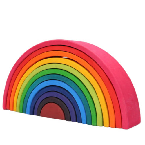 12 Pcs Large Wooden Rainbow Stacking Blocks In Primary Colors
