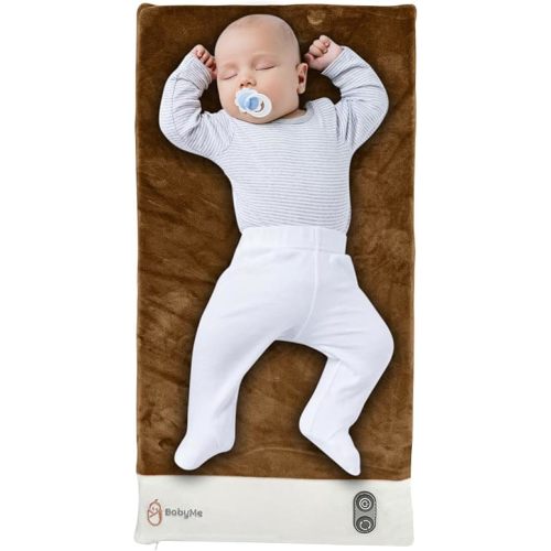 BabyMe Comfort Mat - Newborn Vibrating Mat and Baby Soother/Sleep Aid to Calm Baby and Promote Better Sleep for Fussy Baby/Infant Age 0-6 Months, Brown