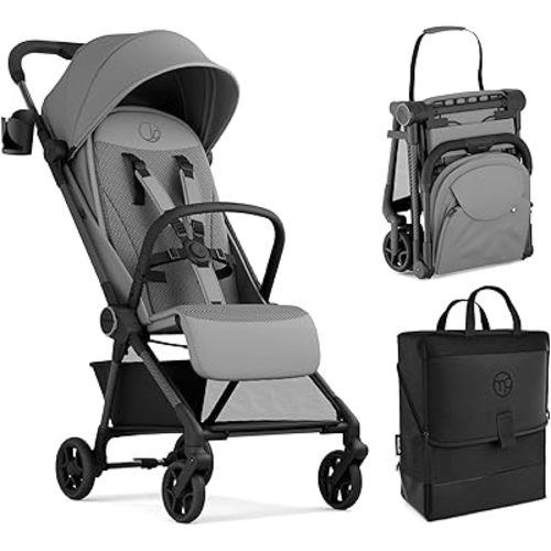 Mompush Nexis Carbon Fiber Travel Stroller with Travel Bag, Carry-On, Grey