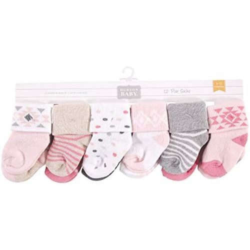 Hudson Baby Unisex Baby Cotton Rich Baby Terry Socks 24-Pack