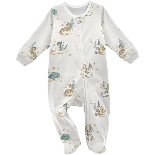 vvfelixl Flying Corgi Dog Baby Sleepers For Girl Boys Newborn Baby Play One-Piece Footies For 0-24 Months White