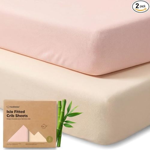 KeaBabies 2-Pack Baby Crib Sheets for Boys, Girls, 52x28 Fitted (Cameo) | Viscose Derived from Bamboo, Toddler Bed Sheets Neutral, Fitted Crib Mattress Sheet for Standard Baby Bedding, Soft, Cozy