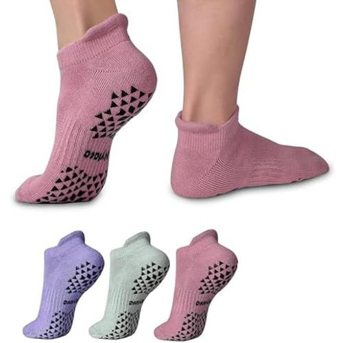 Hylaea Unisex Non Slip Socks with Grip for Yoga, Hospital, Pilates, Barre | Ankle, Cushioned