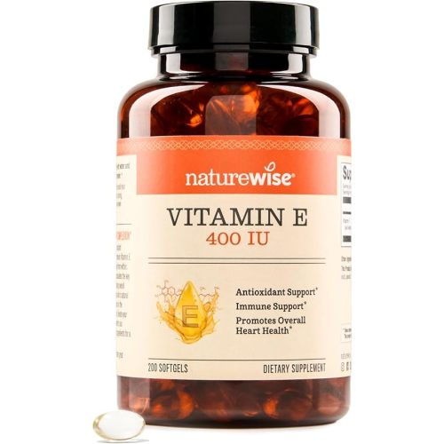 NatureWise Vitamin E 400 IU Softgels (180mg DL-Alpha) - Dairy, Gluten, and Soy Free, Non-GMO Antioxidant Dietary Supplement for Skin, Heart, Eye, and Immune Health Support - 200 Count