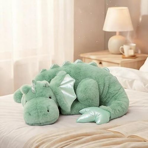 ARELUX Large 36in Cute Dragon Stuffed Animals Plush Toy,Soft Green Pterosaur Plushie Giant Fuzzy Dinosaur Pillow Plushies with Wings Cuddly for Friends Family Member
