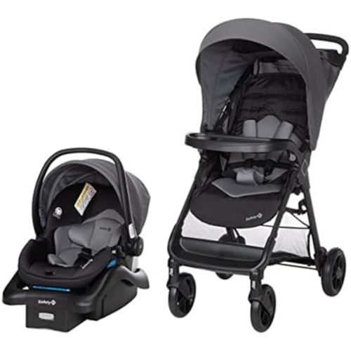 Safety 1st Smooth Ride Travel System Stroller and OnBoard FLX Infant Car Seat, Newborn to Toddler Baby Combo, Easy-Install, Large Canopy, Ample Storage, Foldable, Rear-Facing 4-30 lbs, Monument