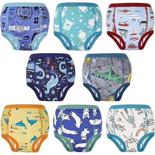MooMoo Baby Absorbent Potty Training Pants 8 Packs Cotton Training Underwear for Boys 2T