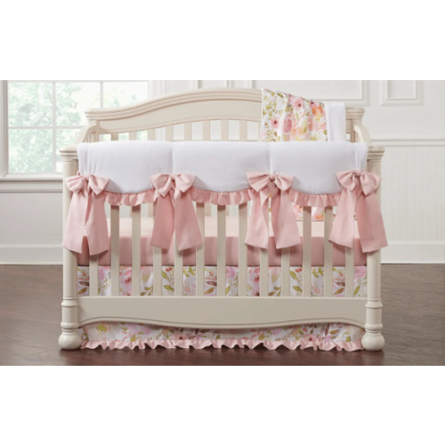 Petal Pink Linen and Floral 8-pc. Crib Bedding Set | Nursery Design | Liz and Roo