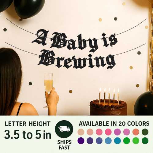 A Baby is Brewing Banner Witch Baby shower Banner Halloween Baby Shower Perfect for A Gothic Baby Shower Theme (20 Colors Available)