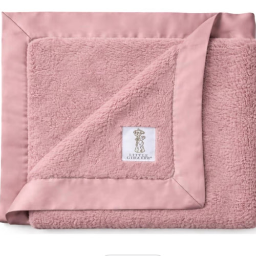 Little Giraffe Luxe Baby Blanket – 29x35” Satin Trim, Dusty Pink | Ultra-Soft, Hypoallergenic Stroller & Nursery Blanket | Perfect for Newborns & Toddlers