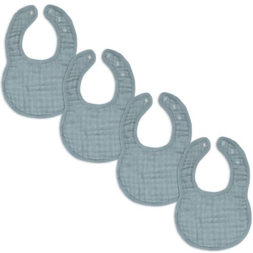 Comfy Cubs Muslin Cotton Baby Bibs, 4 Pack, Adjustable Size with Easy Snaps, Soft and Super Absorbent - Pacific Blue
